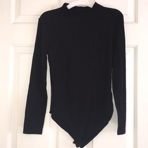 Stretchy Black Mockneck Bodysuit